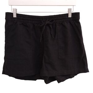 J.Crew Linen-blend pull-on short Black Medium AX922
